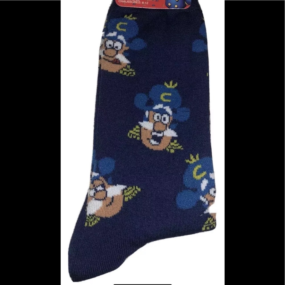 Cap’n Crunch Crew Socks 1 Pair Men 6-12 Blue w Logo Cereal Oops! All Berries NEW